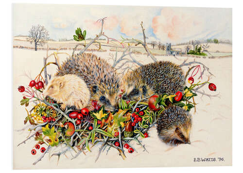 Foam board print Hedgehogs in Hedgerow Basket