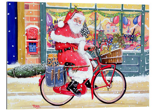 Gallery print Father Christmas on a Bicycle