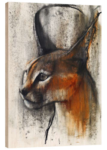 Wood print Caracal Profile