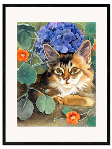 Framed art print Sootsy with Horthensien