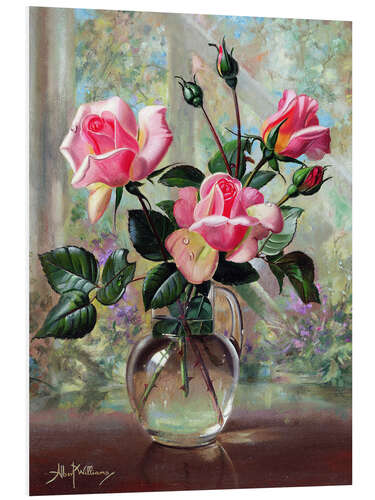 Foam board print Madame Butterfly Roses in a Glass Vase