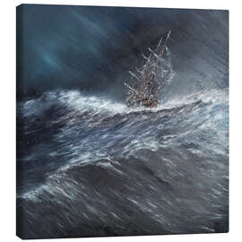 Canvastavla  HMS Beagle i storm på Cape Horn, 1832 - Vincent Alexander Booth