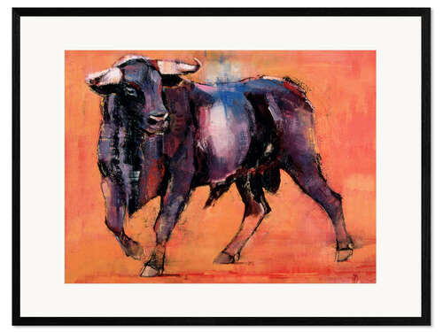 Framed art print Black bull