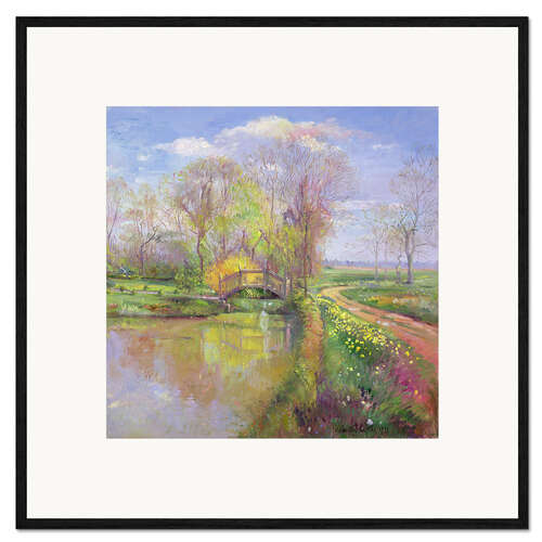 Ingelijste kunstdruk Bridge in Spring