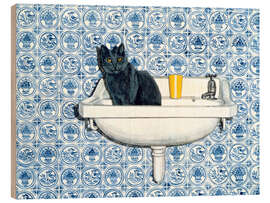 Wood print My Bathroom Cat