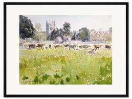 Gerahmter Kunstdruck Blick über die Wiesen zur Christ Church (Oxford)