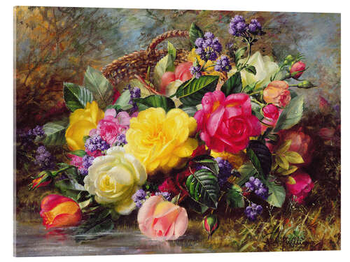 Tableau en verre acrylique Roses au bord d'un étang