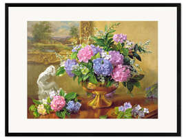 Framed art print Still Life with hydrangeas and lilacs