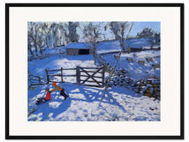 Gerahmter Kunstdruck Bauernhof in Elton, bei Rowsley