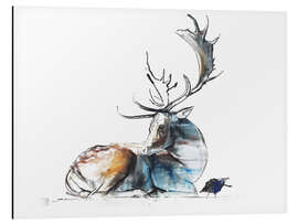 Magnettafel Hirsch mit Vogel