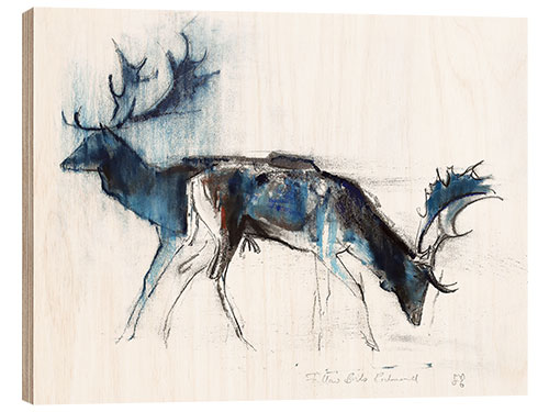 Wood print Deers