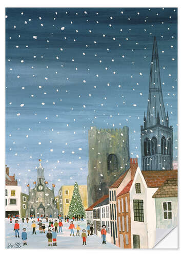 Selvklebende plakat Chichester Cathedral, A Snow Scene