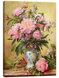 Lærredsbillede  Vase of Peonies and Canterbury Bells - Albert Williams
