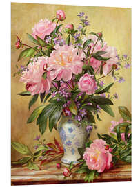 Foam board print Vase of peonies and canterbury bells