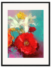 Gerahmter Kunstdruck Mohnblume und Freunde