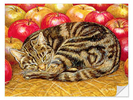 Wandsticker Katze und Äpfel