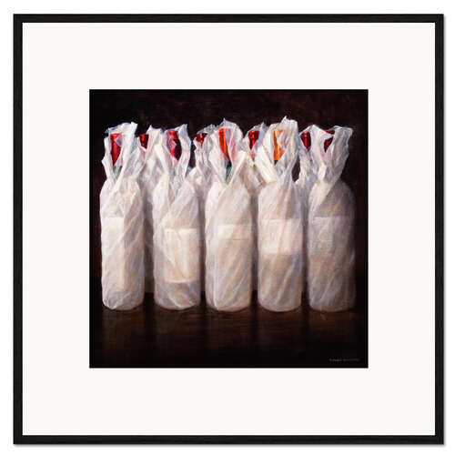 Impresión de arte enmarcada Wrapped Wine Bottles