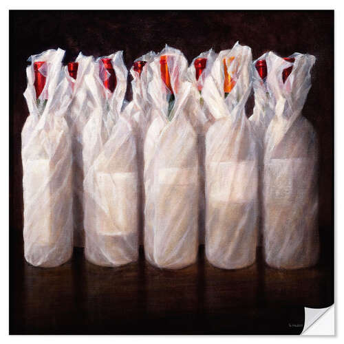 Vinilo para la pared Wrapped Wine Bottles