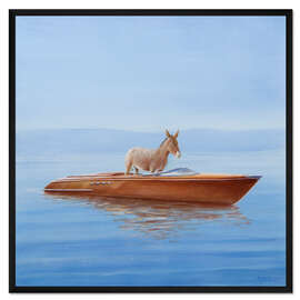 Gerahmter Kunstdruck Esel in einem Boot