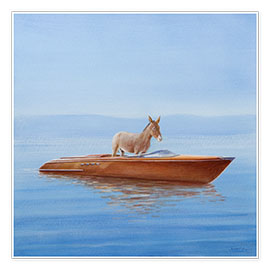 Poster Donkey in a boat