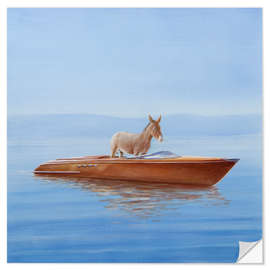 Selvklebende plakat Donkey in a boat