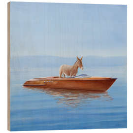 Wood print Donkey in a boat