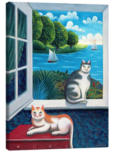 Canvas print Cats and Sea