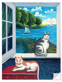 Selvklebende plakat Cats and Sea