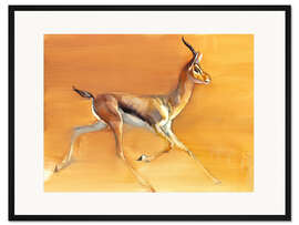 Gerahmter Kunstdruck Trabende Gazelle