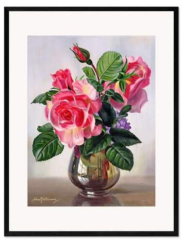 Innrammet kunsttrykk Lady Sylvia Roses in a Silver Vase