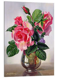 Tableau en plexi-alu Lady Sylvia Roses in a Silver Vase