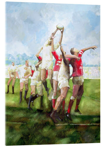 Acrylic print Rugby Match: Llanelli v Swansea, Line Out, 1992