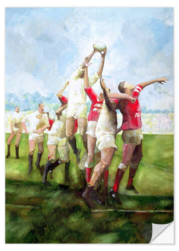 Sticker mural Rugby Match: Llanelli v Swansea, Line Out, 1992