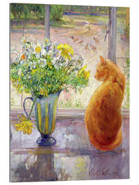 Gallery print Cat with flowers in the window