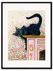 Impresión de arte enmarcada Cat on the Rosary