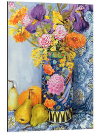 Magnettafel Iris und Rosen in einer japanischen Vase mit Birnen