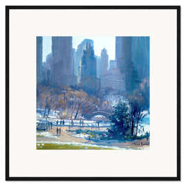 Gerahmter Kunstdruck Winter in Central Park, New York, 1997