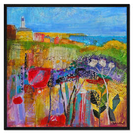 Gerahmter Kunstdruck Wiese an der Küste