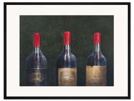 Gerahmter Kunstdruck Drei große Weinflaschen, 2014