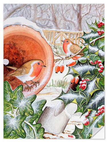 Sticker mural Christmas Robins