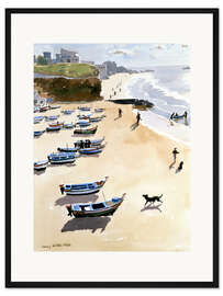 Gerahmter Kunstdruck Boote am Strand