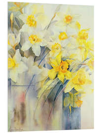 Foam board print Various daffodils in a vase