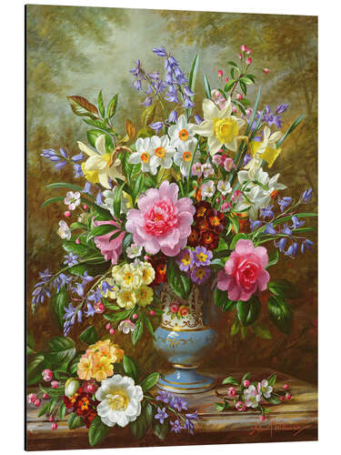 Tableau en aluminium Jacinthes, jonquilles, primevères et pivoines