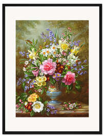 Gerahmter Kunstdruck Glockenblumen, Narzissen, Primeln und Pfingstrosen