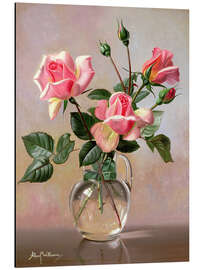 Aluminium print Pink Roses in a Glass Jug