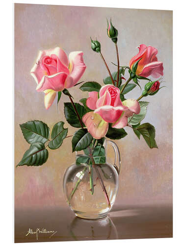 Foam board print Pink Roses in a Glass Jug