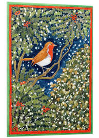 Hartschaumbild Rotkehlchen und Stechpalme