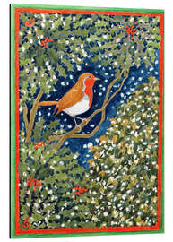 Magnettafel Rotkehlchen und Stechpalme