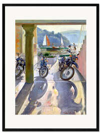 Gerahmter Kunstdruck Motorräder und Segelboote