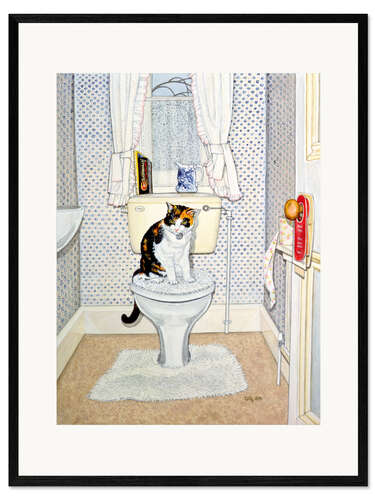 Impresión de arte enmarcada Gato en el baño